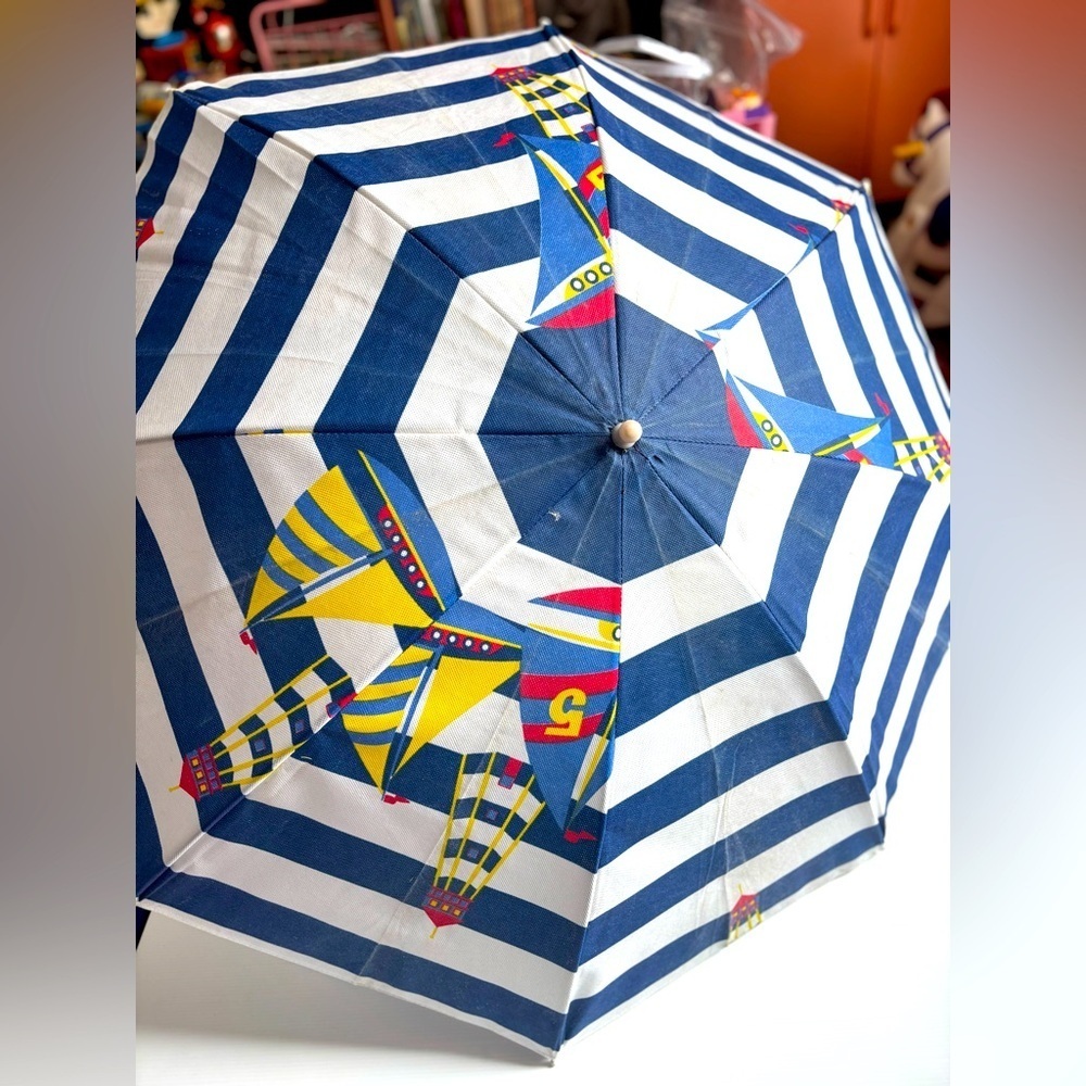 Vintage 90s Kids Clip On Umbrella Sailboat Theme